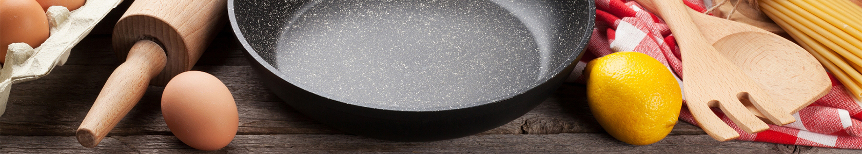 Kitchen utensils and pan