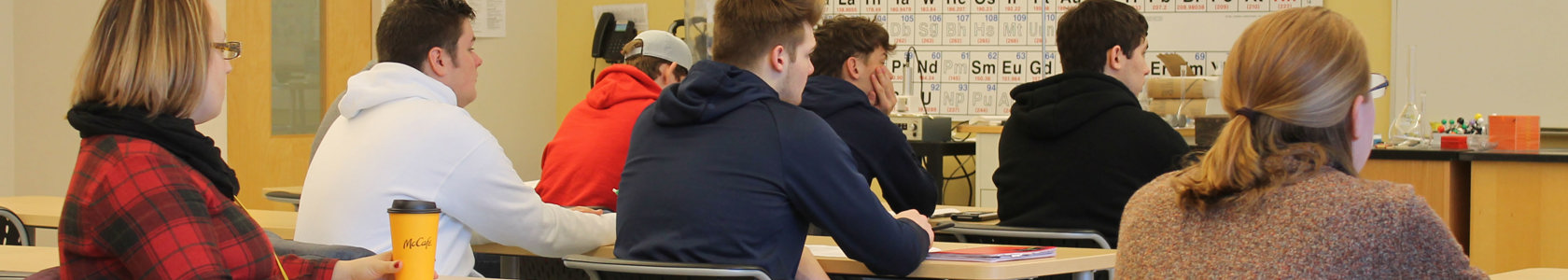 students sitting in a chemistry class.