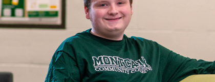 MCC student David Swartzfager sitting in the Woodside Café