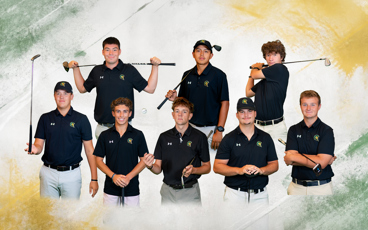 Team photo of the men's golf team. 