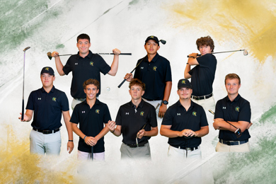Team photo of the men's golf team. 
