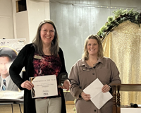 MCCF Executive Director Lisa Lund standing next to Ionia Chamber Director Ashley Brownell.